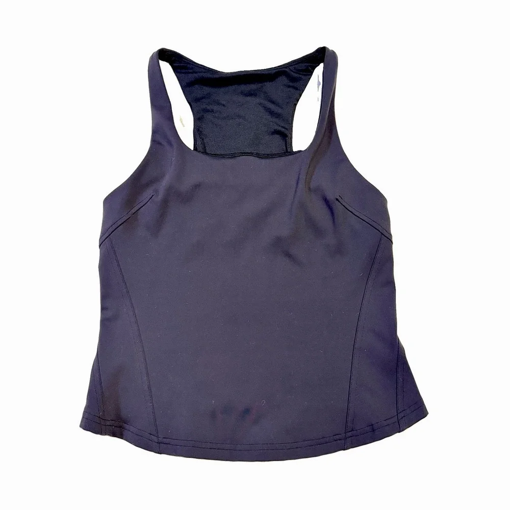lululemon cropped black tank top Bra women's size 8 Square Neck Lulu